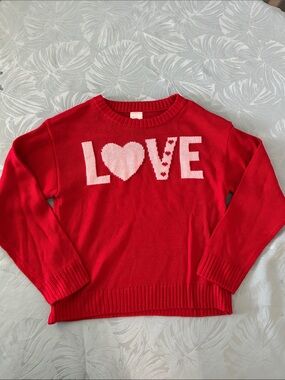 Kids Red 'LOVE' Heart Knit Sweater